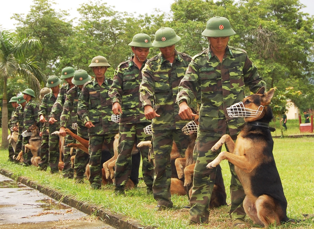 Màn chào hỏi của thầy và trò Trường Trung cấp 24 Biên phòng.